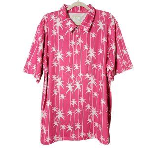 Obnoxious Golf Mens Pink Palm Tree Novelty Print Short Sleeve Polo Shirt XL